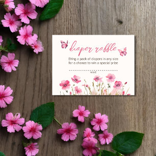 Little Pink Butterfly Garden Spring Diaper Raffle Enclosure Card