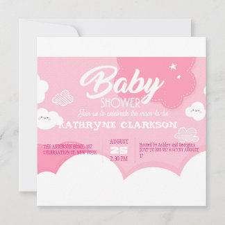 Little Pink Cloud Baby Shower Invitation