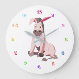 Little Pink Donkey - Large Clock