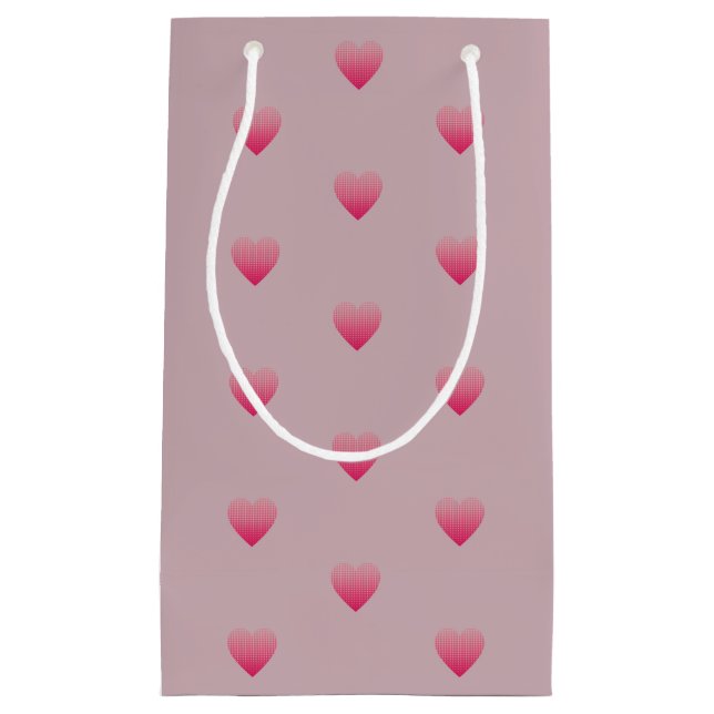 Little pink hearts pattern mauve blush background small gift bag (Front)