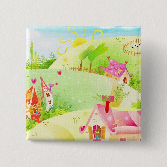 little pink houses 2 inch square button (Front)