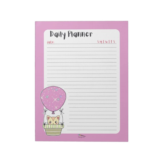 Little Pink Kitty Daily Planner Lined Notepad (Rotated)