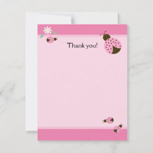 Little Pink Ladybugs Flat Matte Thank you note Card