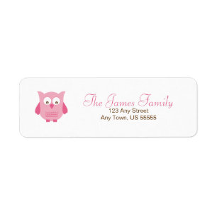 Little pink owl address labels