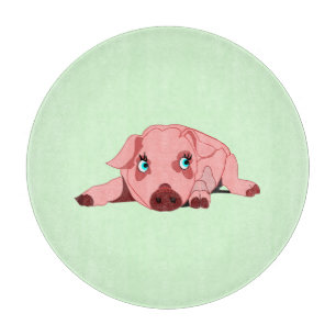 Little Pink Piggy with Blue Eyes - Drawing Cutting Board