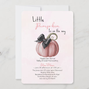 Little pink pumpkin bow is on the way2 invitation