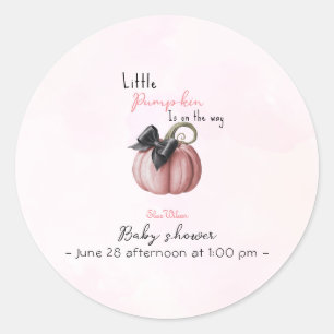 Little pink pumpkin bow is on the way classic round sticker