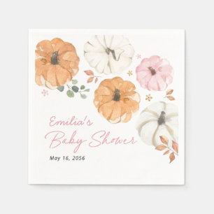 Little Pink Pumpkin Girl Baby Shower Custom Napkin