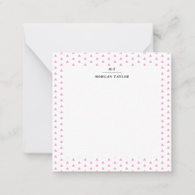 Little Pink Triangles Personalized Note Cards (Front)