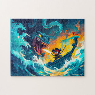 Little Pirate Battling a Sea Monster on the High S Jigsaw Puzzle