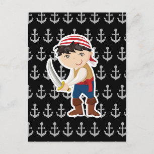 Little pirate with anchor postcard