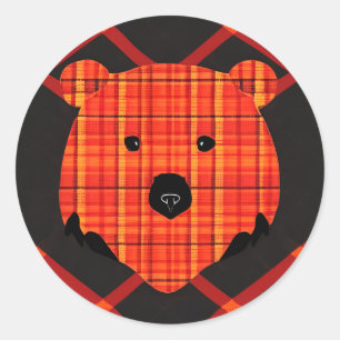 Little Plaid Story Book Bear Classic Round Sticker