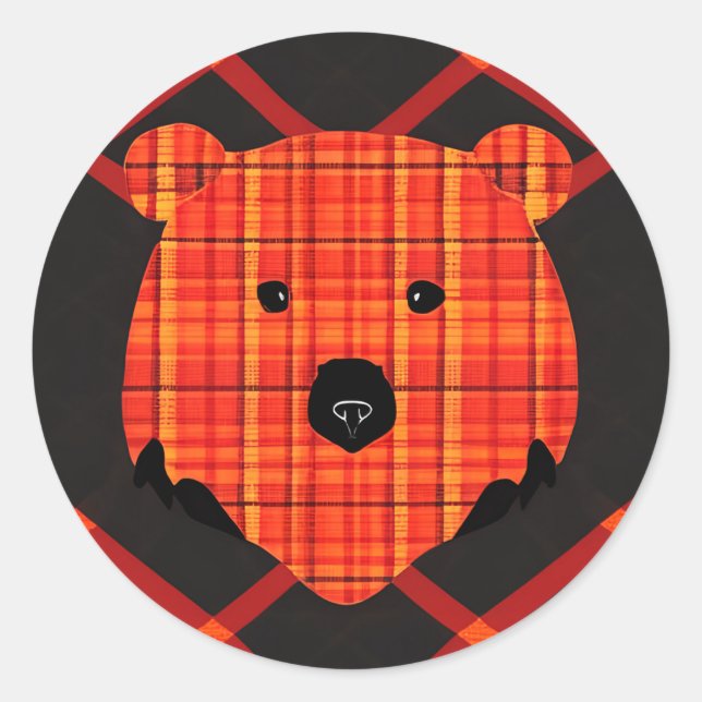 Little Plaid Story Book Bear Classic Round Sticker (Front)