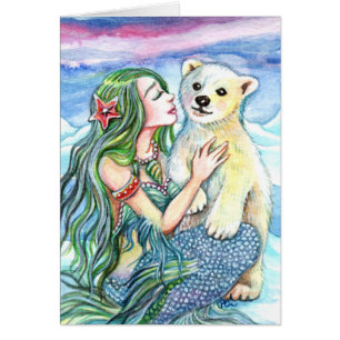 Little Polar Bear Baby - Mermaid Art