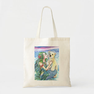 Little Polar Bear Baby - Mermaid Art Tote Bag