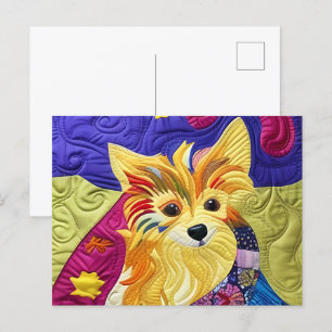 Little Pom Puppy Quilt Like Design Postcard
