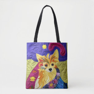 Little Pom Puppy Quilt Like Design Tote Bag