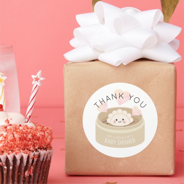 Little Potsticker Baby Shower Thank You Classic Round Sticker (Party)