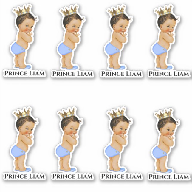 Little Prince Baby Boy Blue Gold Crown Ethnic (Front)