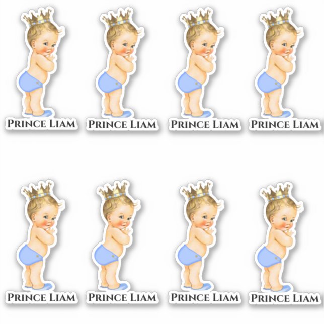 Little Prince Baby Boy Light Blue Gold Crown (Front)