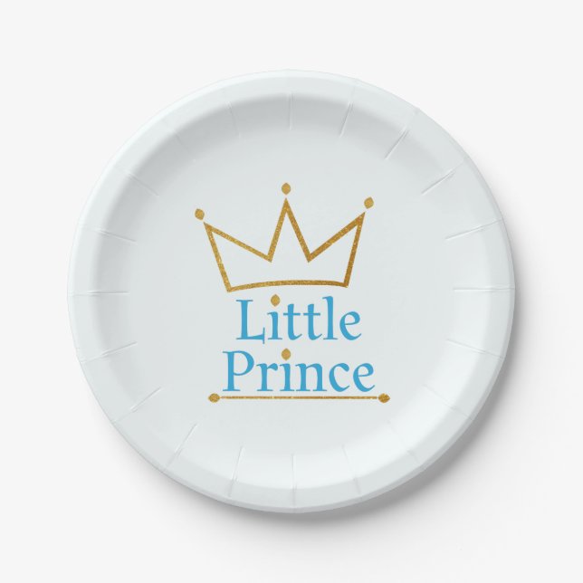 Little prince baby boy party paper plates (Front)
