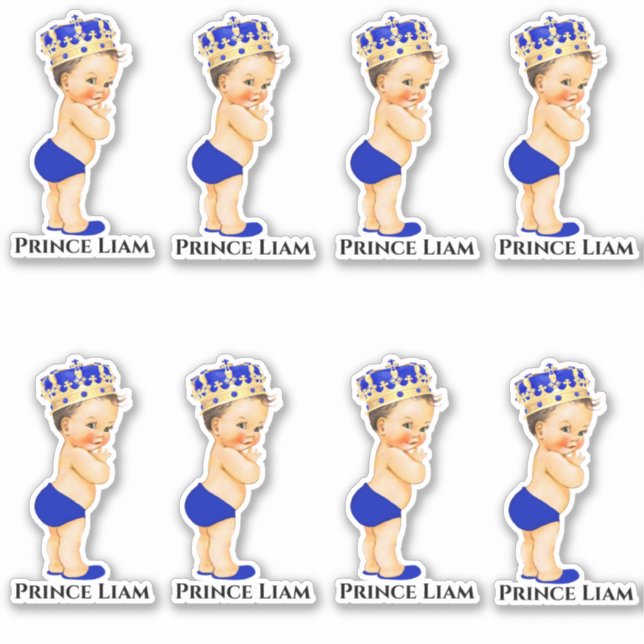 Little Prince Baby Boy Royal Blue Gold Crown (Front)