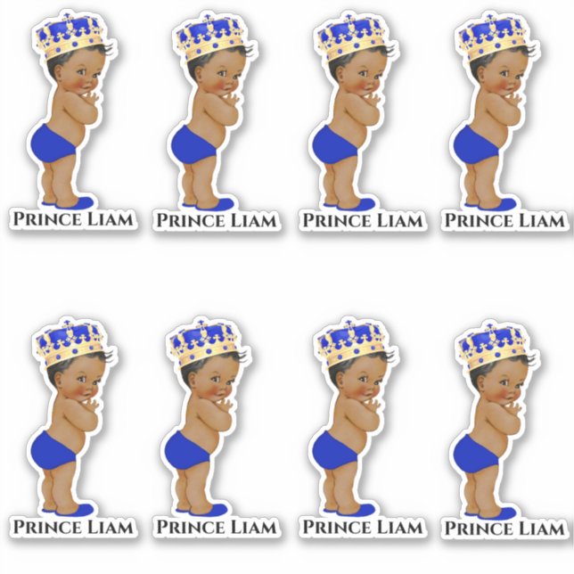 Little Prince Baby Boy Royal Blue Gold Crown (Front)
