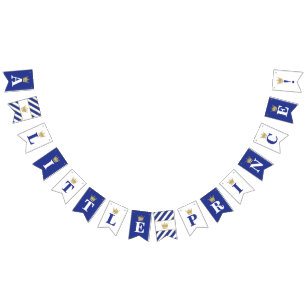 Little Prince Baby Shower Banner, Royal Blue Bunting Flags
