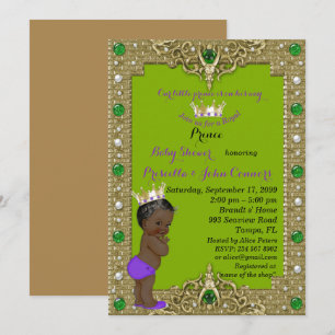 Little Prince Baby Shower Invitation, gold, green Invitation