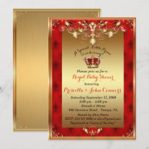 Little Prince Baby Shower Invitation,gold,red