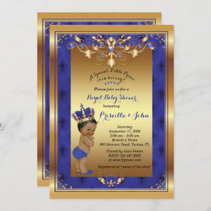 Little Prince Baby Shower Invitation, Royal Blue Invitation