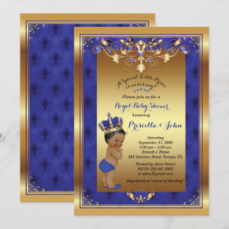 Little Prince Baby Shower Invitation, Royal Blue Invitation