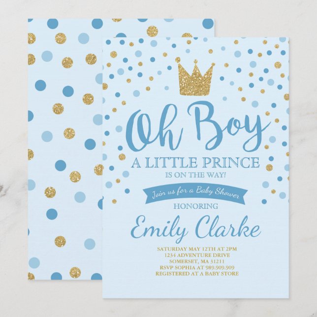 Little Prince Baby Shower Invitation Royal Shower (Front/Back)