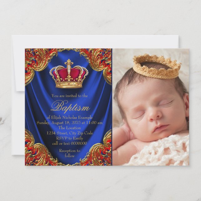 Little Prince Baptism Invitations (Front)
