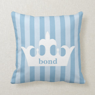 Little Prince Crown Blue Striped Nursery Throw Pillow
