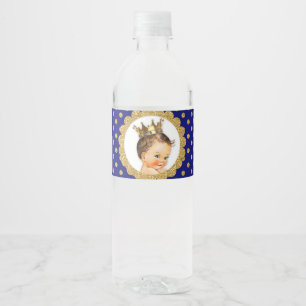 Little Prince Crown Royal Blue & Gold Water Bottle Label