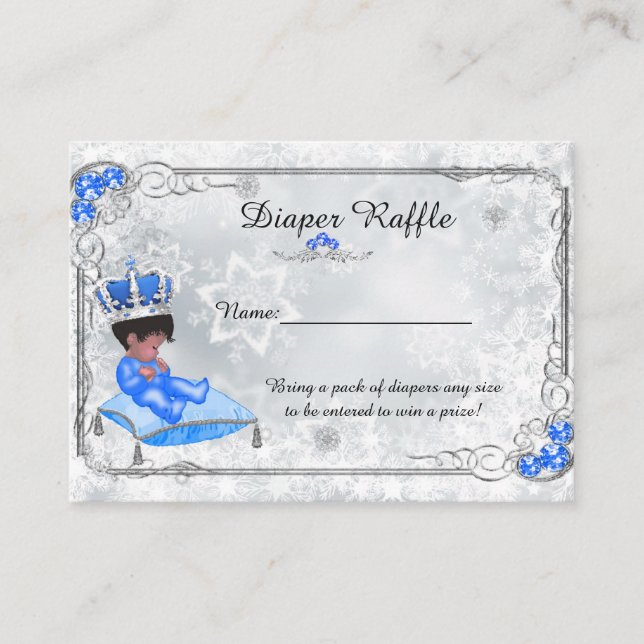 Little Prince Diaper Raffle Tickets, grey frozen Enclosure Card (Front)
