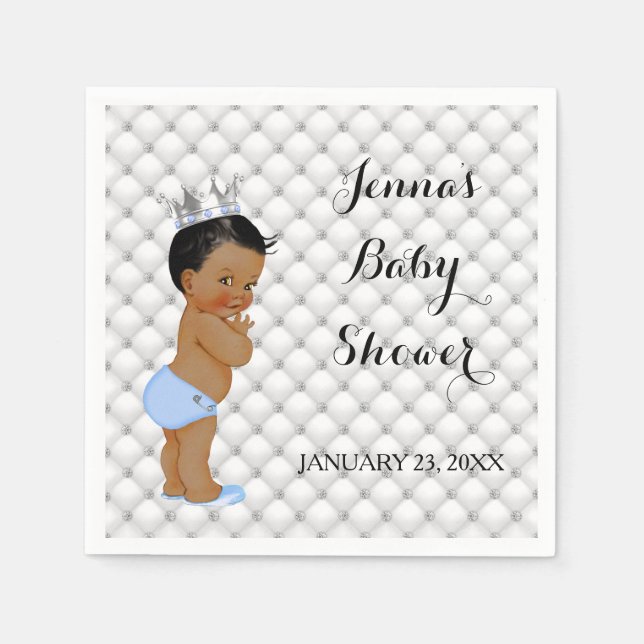 Little Prince Ethnic Baby Boy Diamonds Glam Napkin (Front)