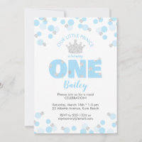 Little Prince First Birthday Light Blue Silver