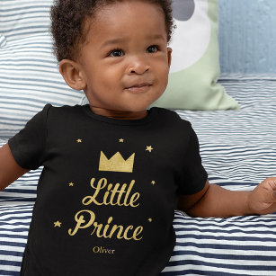 Little Prince in Gold Glitter with Name Baby Bodysuit