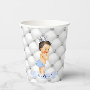 Little Prince Light Blue White Diamonds Baby Boy  Paper Cups