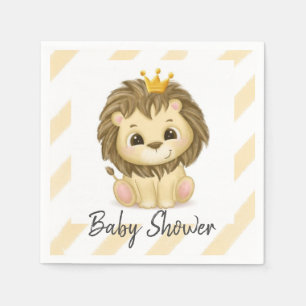 Little Prince Lion Boy Baby Shower Napkin