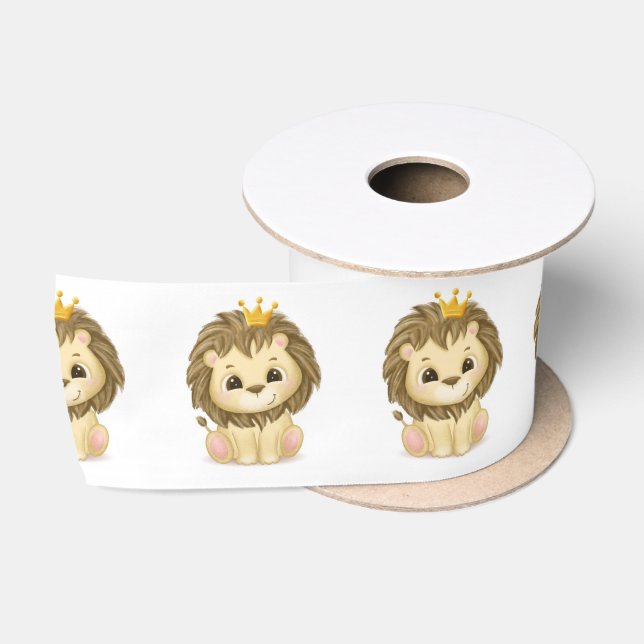 Little Prince Lion Boy Baby Shower Satin Ribbon (Spool)