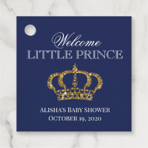 Little Prince Royal Blue and Gold Baby Shower Favour Tags