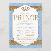 Little Prince Royal Light Blue Gold Birthday