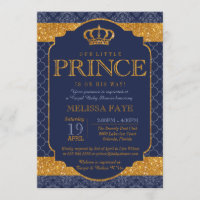Little Prince Royal Navy Blue Gold Baby Shower