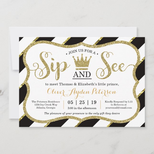 Little Prince Sip and See Baby Shower Invitation (Front)