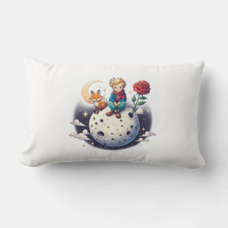 Little Prince sitting on the moon Lumbar Pillow