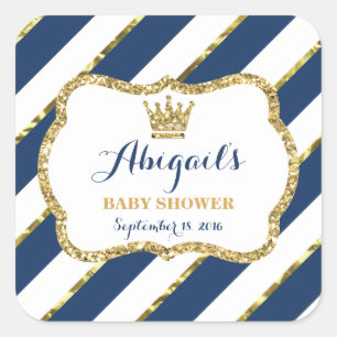 Little Prince Sticker, Navy Blue, Faux Glitter Square Sticker
