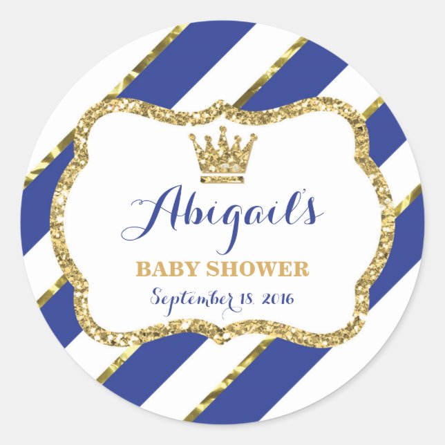 Little Prince Sticker, Royal Blue Faux Glitter Classic Round Sticker (Front)